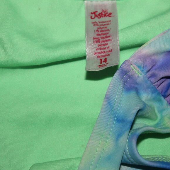 Multi Color 2 Pcs Justice Bikini Swimsuit Size 14 - Picture 5 of 11